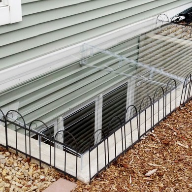 Acrylic Egress Window Well Cover Cement Frame with Fencing